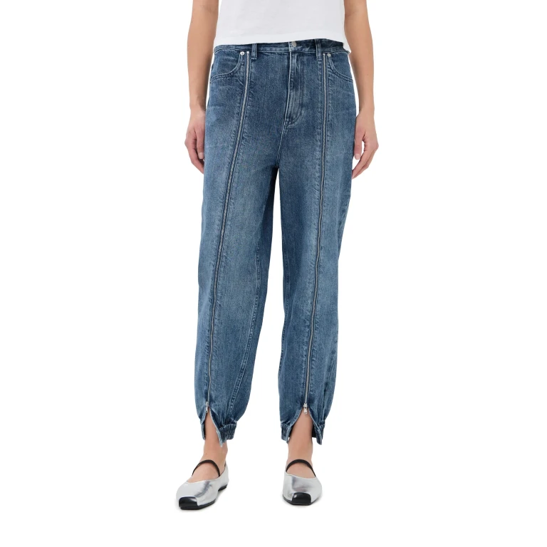 Tibi Zippered Denim Joggers Classic Blue 32