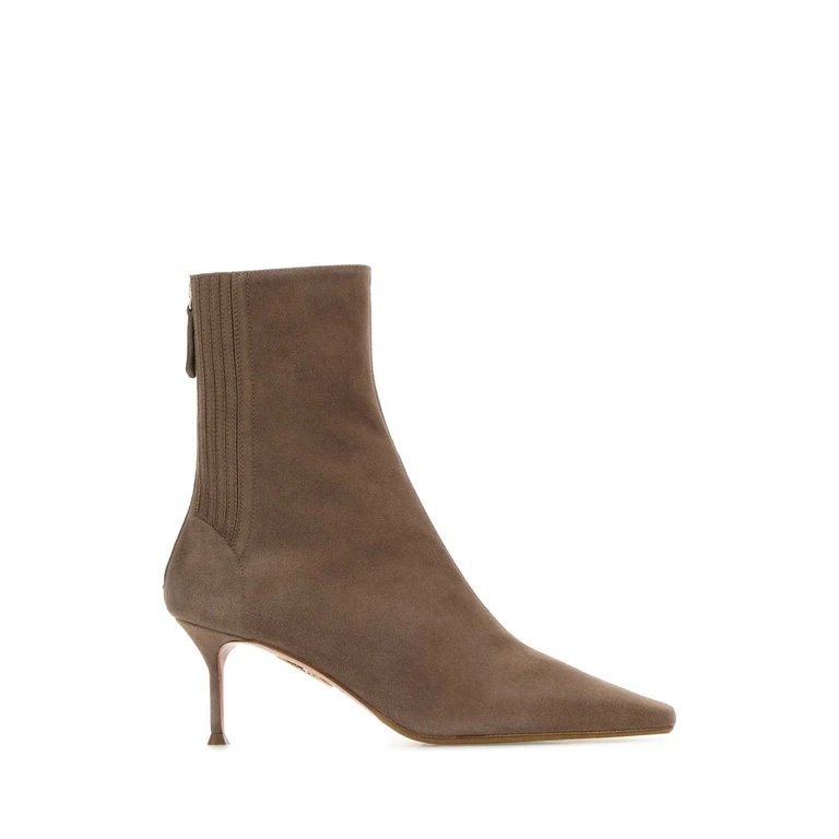 Aquazzura Dove Grey Suede Saint Honor Ankle Boots Tortora Stivali - Women