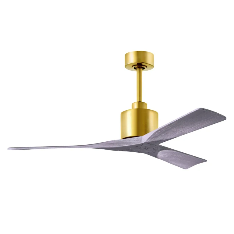 Nan 6-Speed DC 52 Ceiling Fan in Brushed Brass with Barnwood Tone blades
