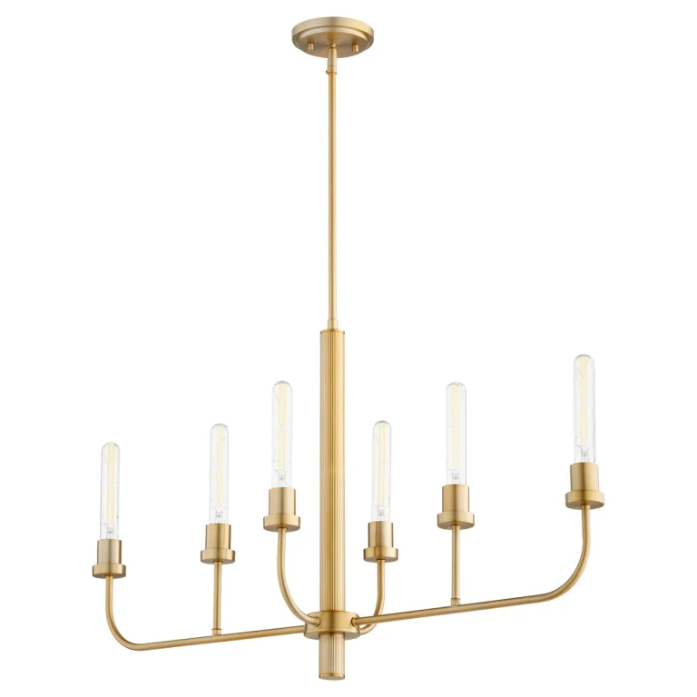 Aged Brass Six Light Chandelier from the Sheridan Collection