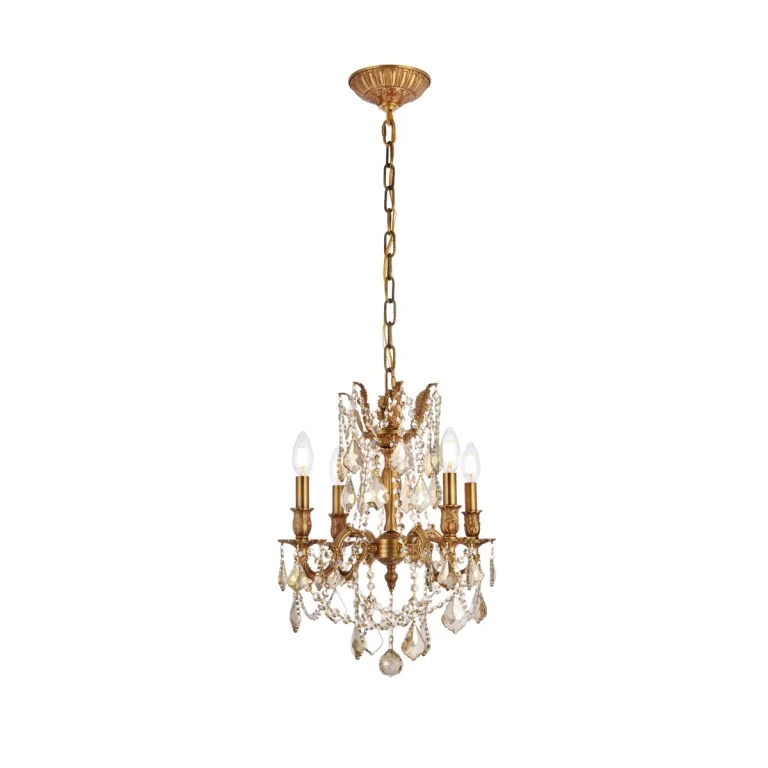 French Gold Four Light Pendant from the Rosalia Collection