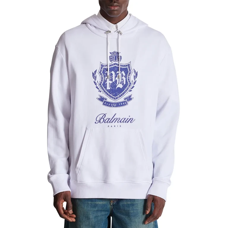 Balmain College Emblem Logo Graphic Hoodie