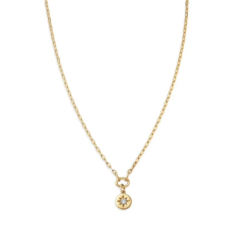14K Yellow Gold Lab Grown Diamond Star Necklace, 0.05 tcw