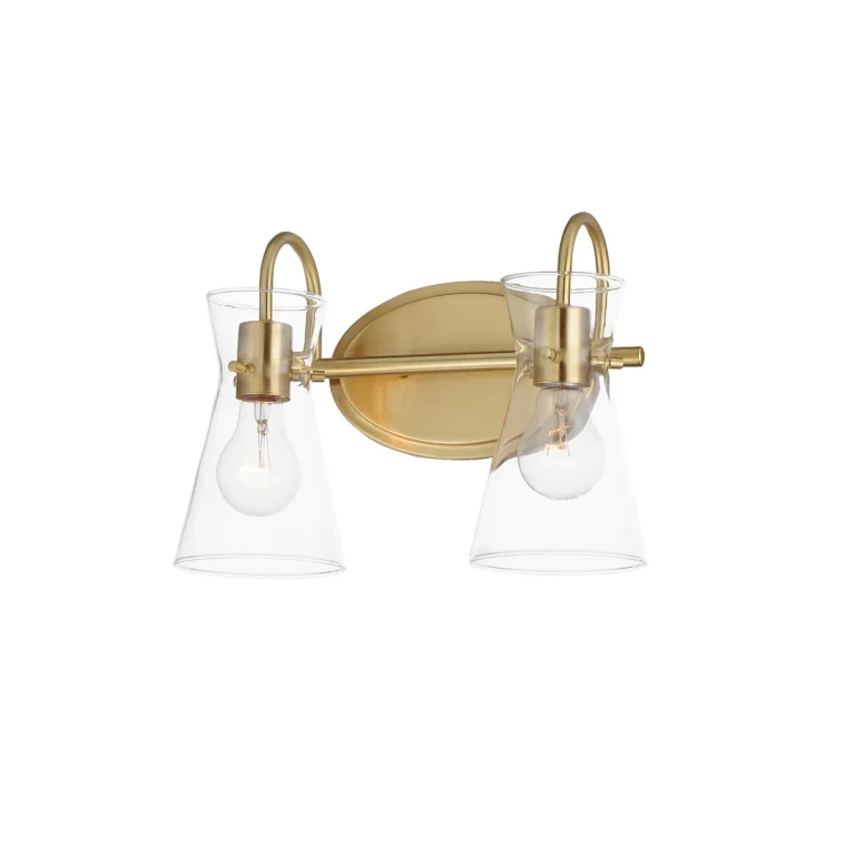 Natural Aged Brass Two Light Bath Vanity from the Ava Collection