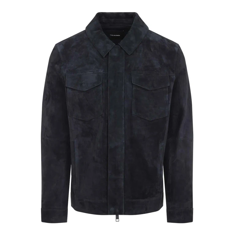 Yves Salomon Blouson En Cuir - Bleu