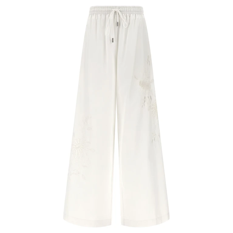 White Cotton Casual Pants - Women