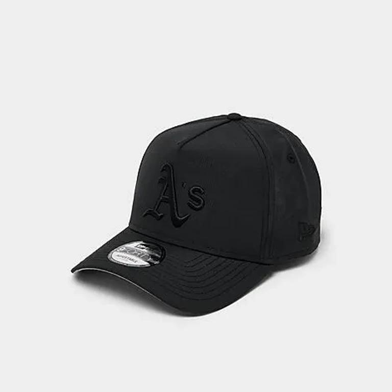 New Era A's MLB 9FORTY A-Frame Nylon Snapback Hat in Black