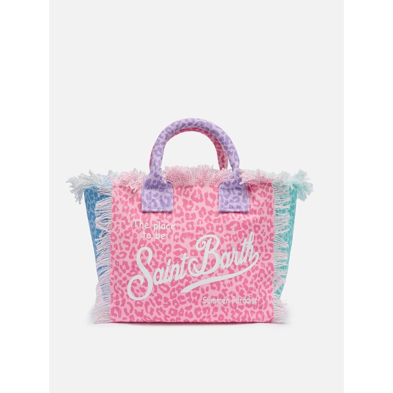 Mc2 Saint Barth Colette Cotton Canvas Handbag With Multicolor Animalier Print Bag - Unisex