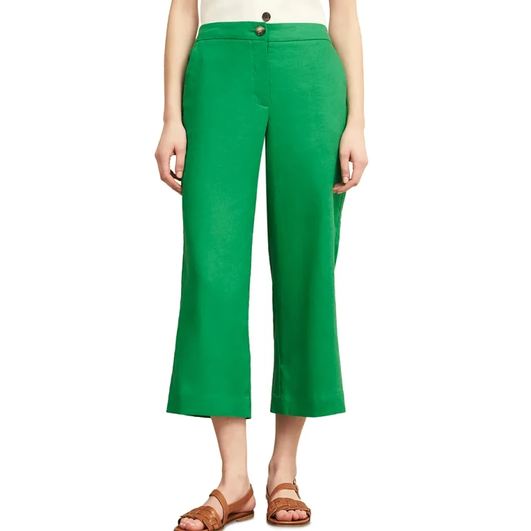 Hobbs London Lillie Linen Cropped Kick Flare Pants