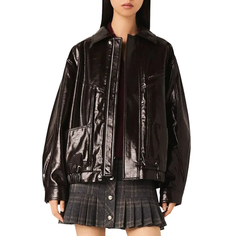 Maje Cracked Faux Leather Jacket