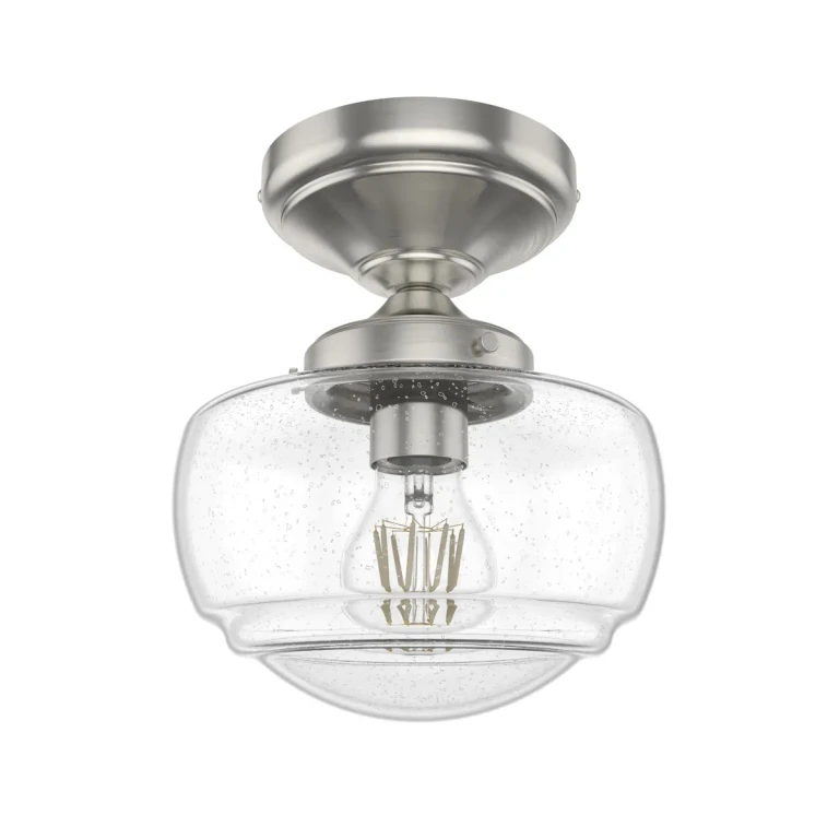 Brushed Nickel One Light Semi Flush Mount from the Saddle Creek Collection