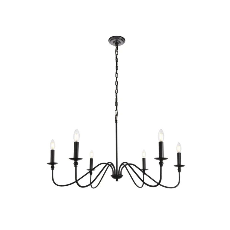Matte Black Six Light Chandelier from the Rohan Collection