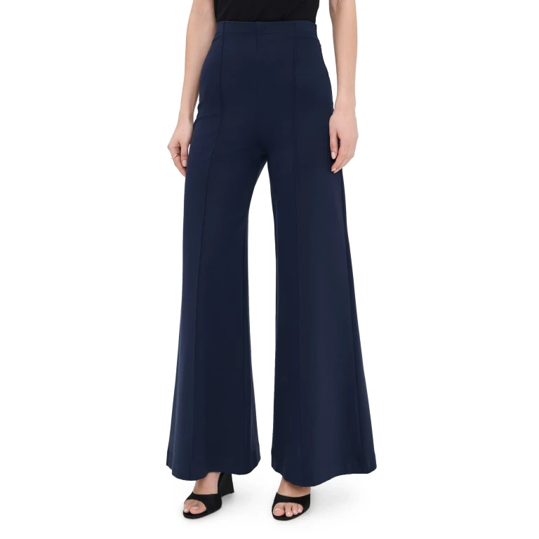 RIPLEY RADER Ponte Knit Standard Wide Leg Pants Navy S