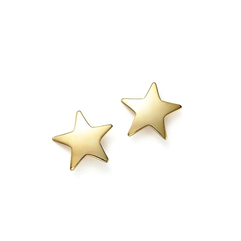 14K Yellow Gold Medium Star Stud Earrings