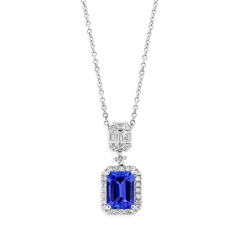 Tanzanite & Diamond Pendant Necklace in 14K White Gold, 18