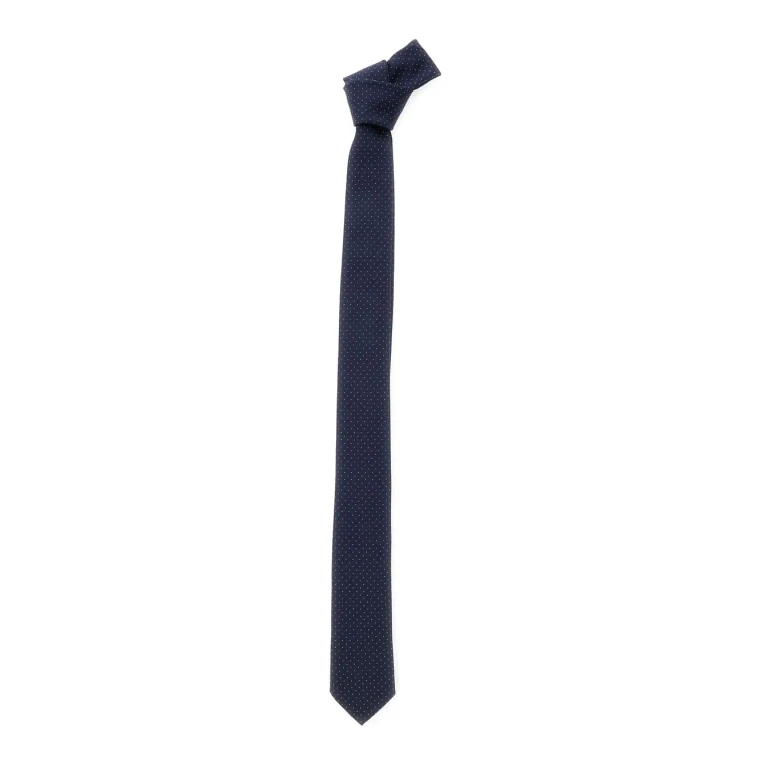 Emporio Armani Blue Tie With Micro Polka Dot Print In Silk For Men