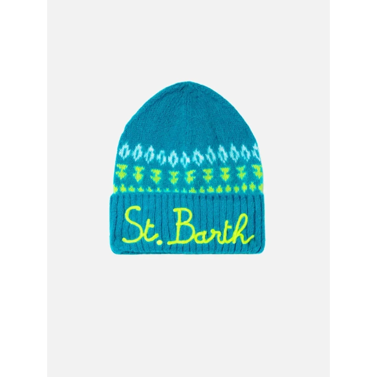 MC2 Saint Barth Blue Wengen Nordic Soft Beanie With Jacquard