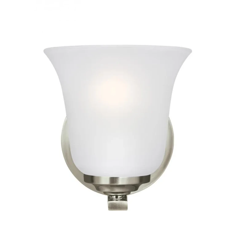 Brushed Nickel One Light Wall Bath Sconce from the Emmons Collection