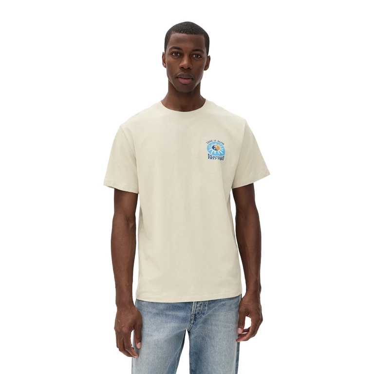 Rhythm Slow Down Slub Short Sleeve T-Shirt Moonrock L