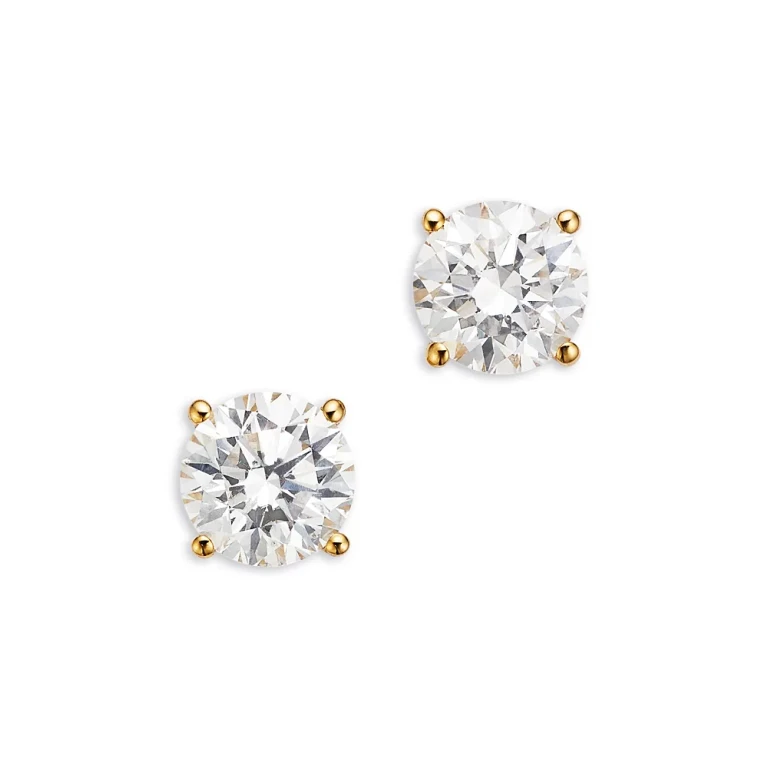 Certified Diamond Colorless Stud Earrings in 18K Yellow Gold, 1.50 tcw