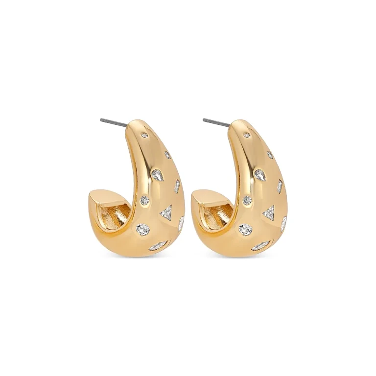 Ettika Hammered Mixed Shapes Hoop Earrings