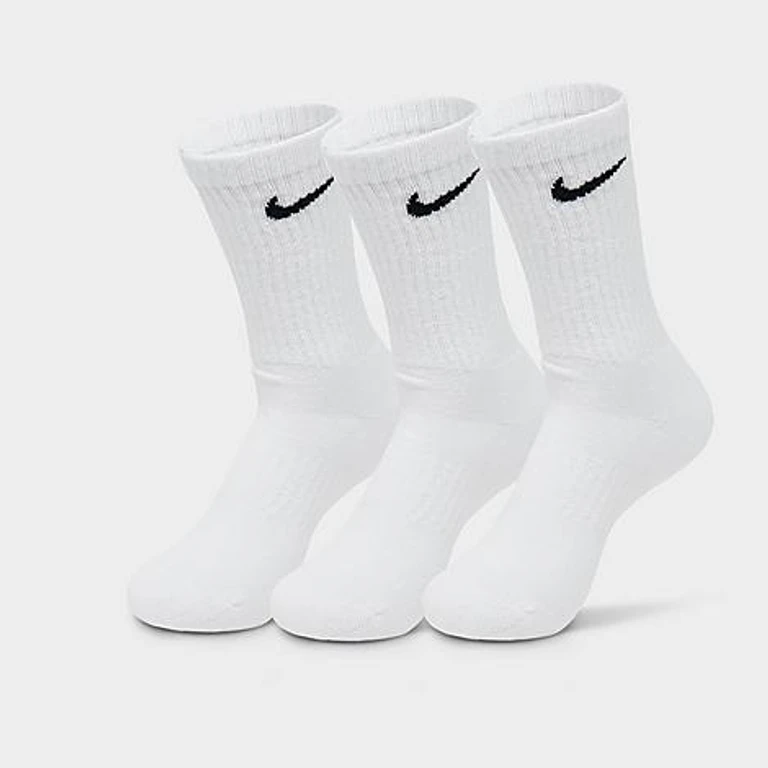 Nike Everyday Cushioned Training Crew Socks (3-Pack) in White/Black Size: Small