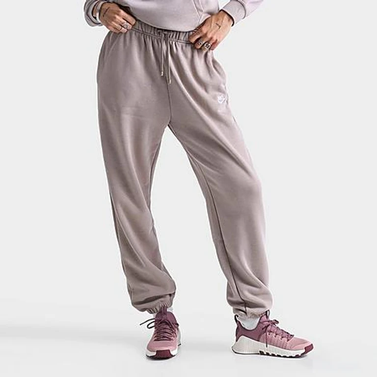 Nike Women's Sportswear Club Fleece Mid-Rise Oversized Sweatpants in Malt/White Size: 2XL