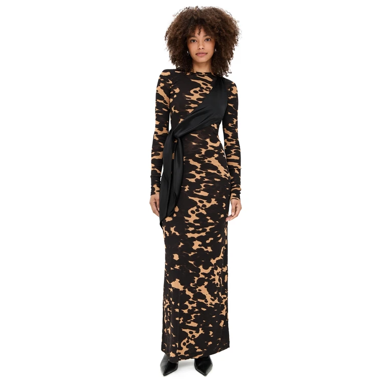 Nanushka Yura Dress Midnight Mocha Apricot/Black XS