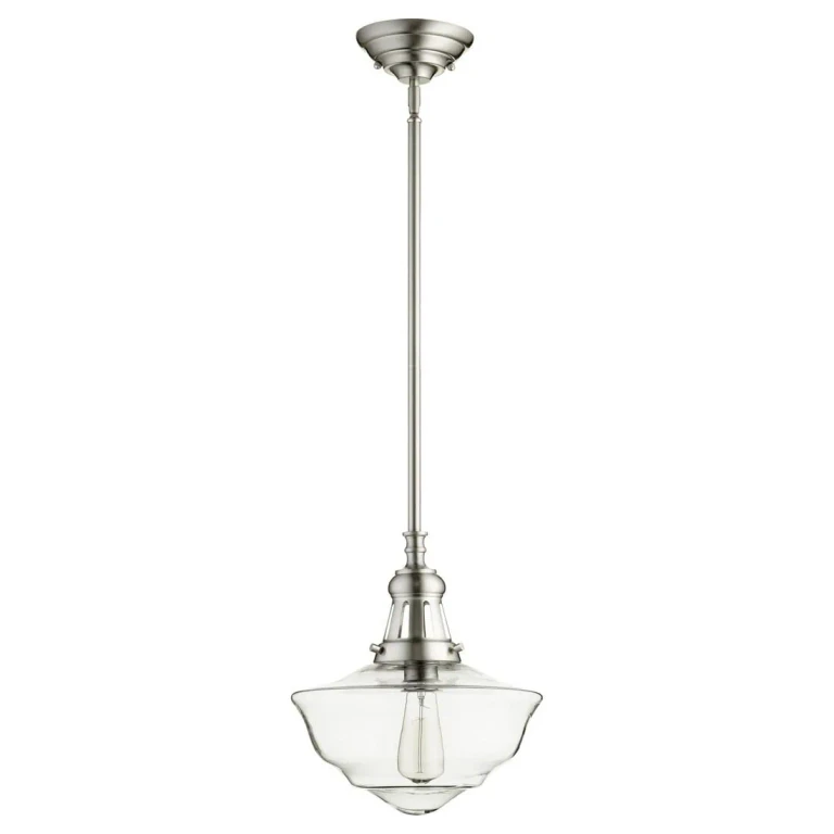 Quorum Transitional 12" Pendant Light in Satin Nickel with Clear