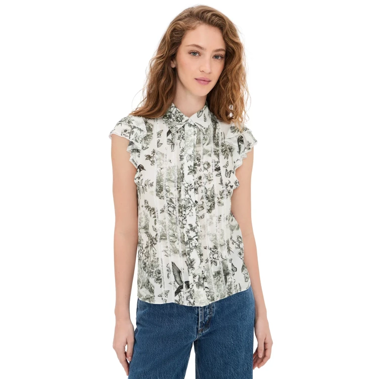 ALICE + OLIVIA Minda Ruffle Blouse Daybreak S