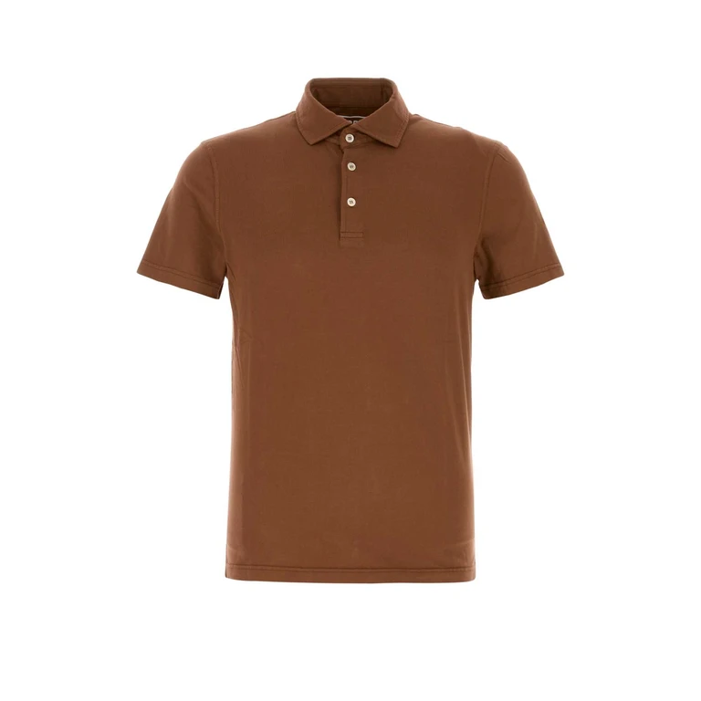 Fedeli Brown Stretch Cotton Polo Shirt Cioccolato Exterior: Elastane - Men
