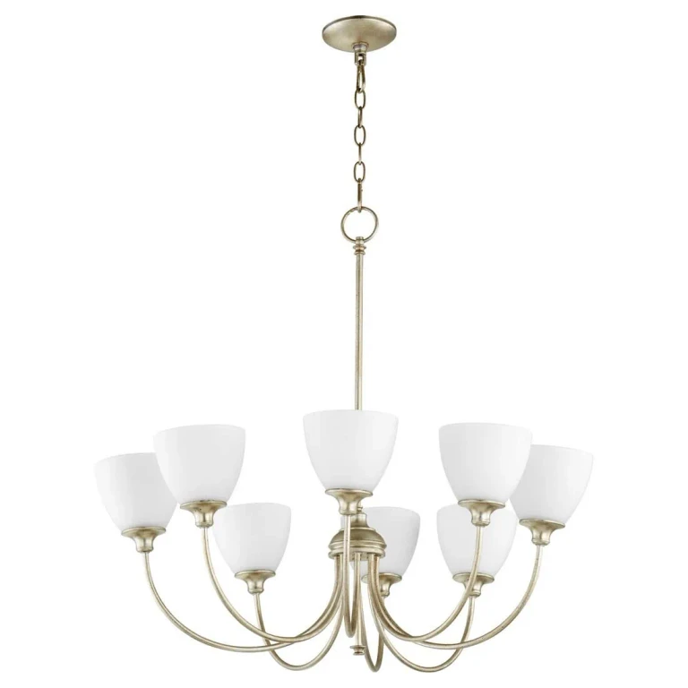 Quorum Celeste 8-Light 29" Transitional Chandelier in Aged Silver Leaf