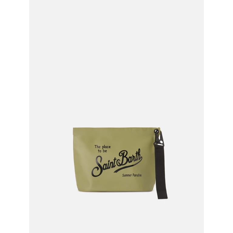 Mc2 Saint Barth Aline Aqua Waterproof Pvc Military Green Pouch Pochette - Unisex