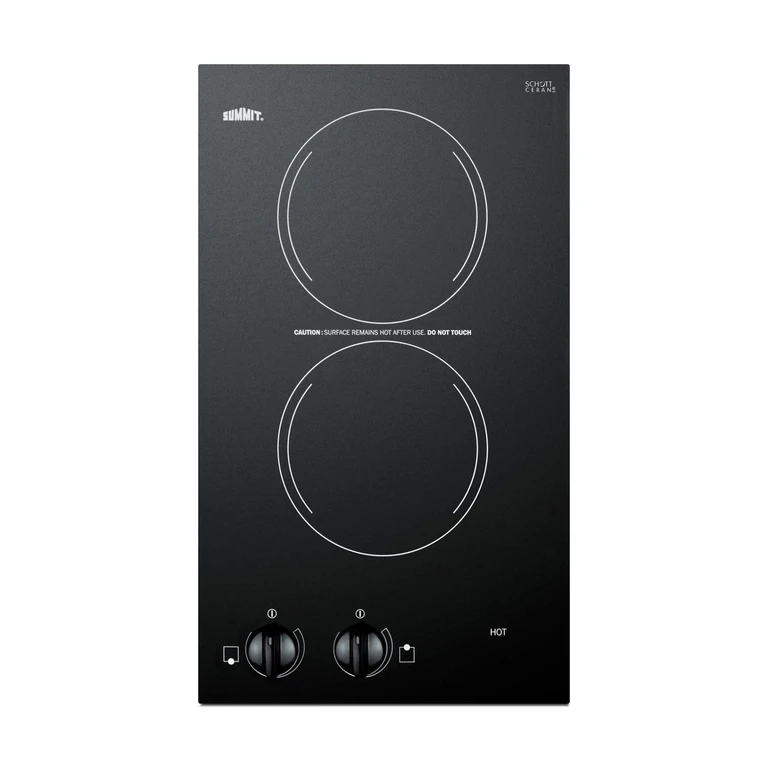 Summit 12" Wide 230V 2-Burner Electric Cooktop - Black