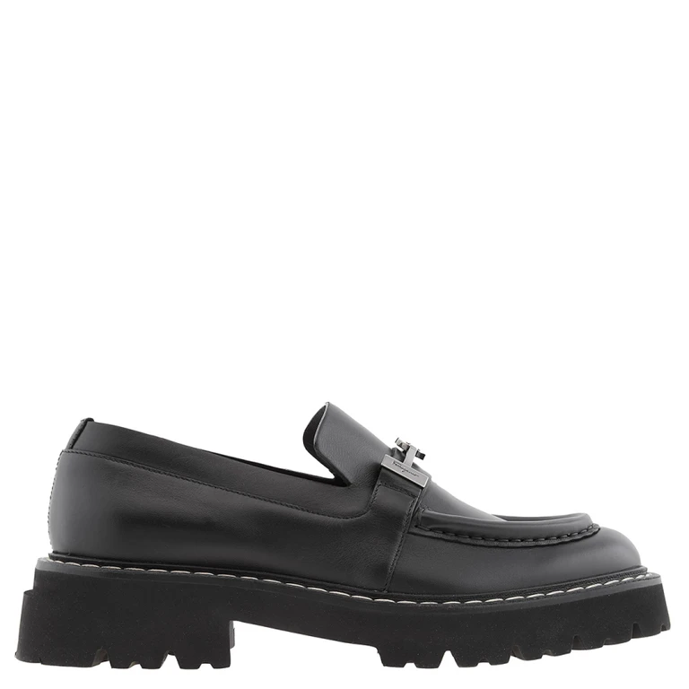 Salvatore Ferragamo Mens Naval Gancini Ornament Moccasin In Black
