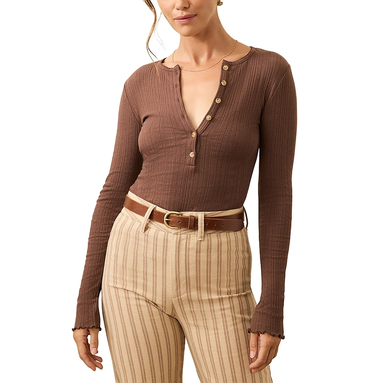 Faherty Paradise Pointelle Henley Sweater
