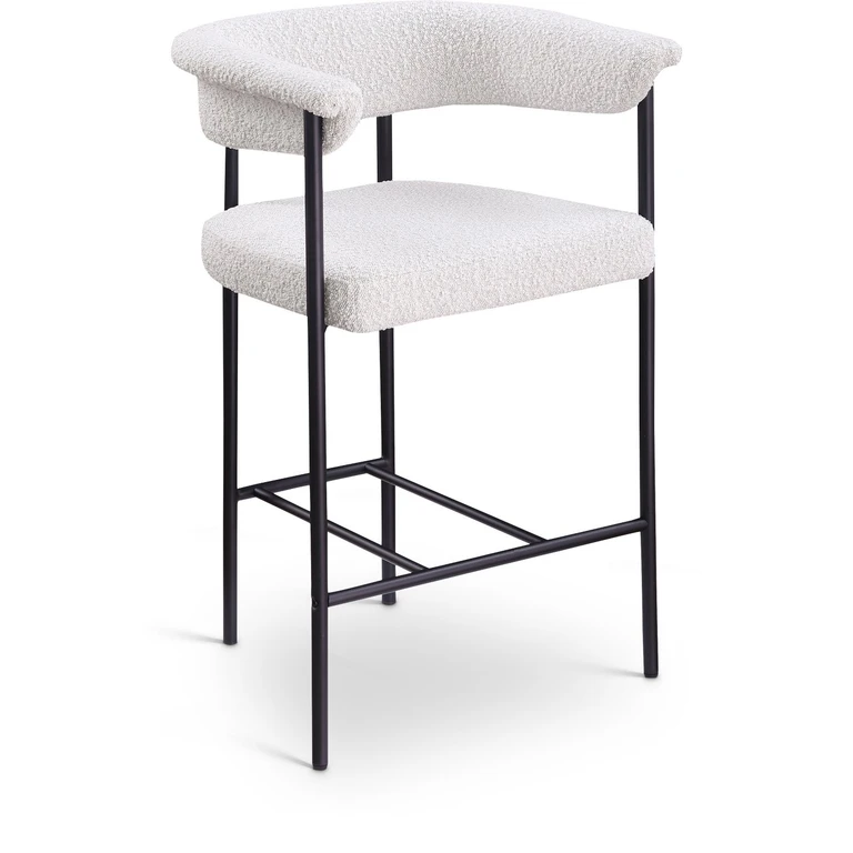 Malin Black Boucle Upholstered Counter Stool, Set of 2