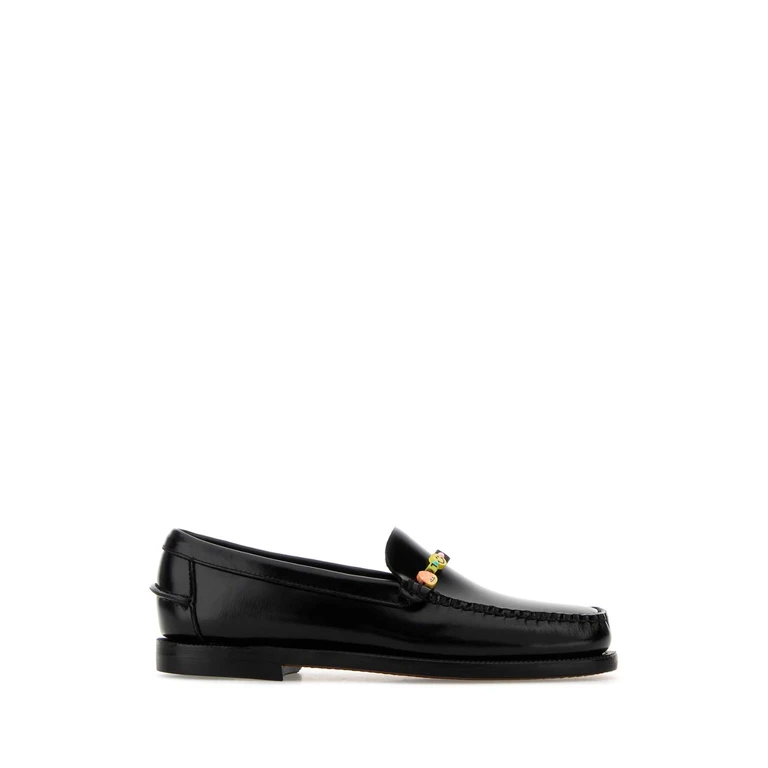 Sebago Black Leather Frank Loafers Mocassini - Women