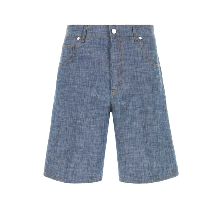 Fendi Light Blue Chambray Bermuda Shorts Exterior: Cotton Jean - Men