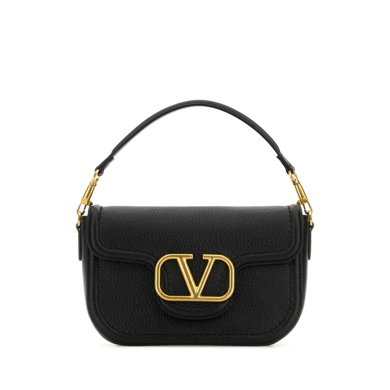 Valentino Garavani Black Leather Alltime Shoulder Bag Nero Borse A Mano - Women