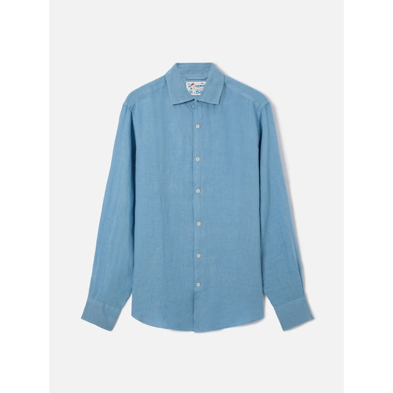 Mc2 Saint Barth Powder Blue Pamplona Shirt Pure Linen - Men
