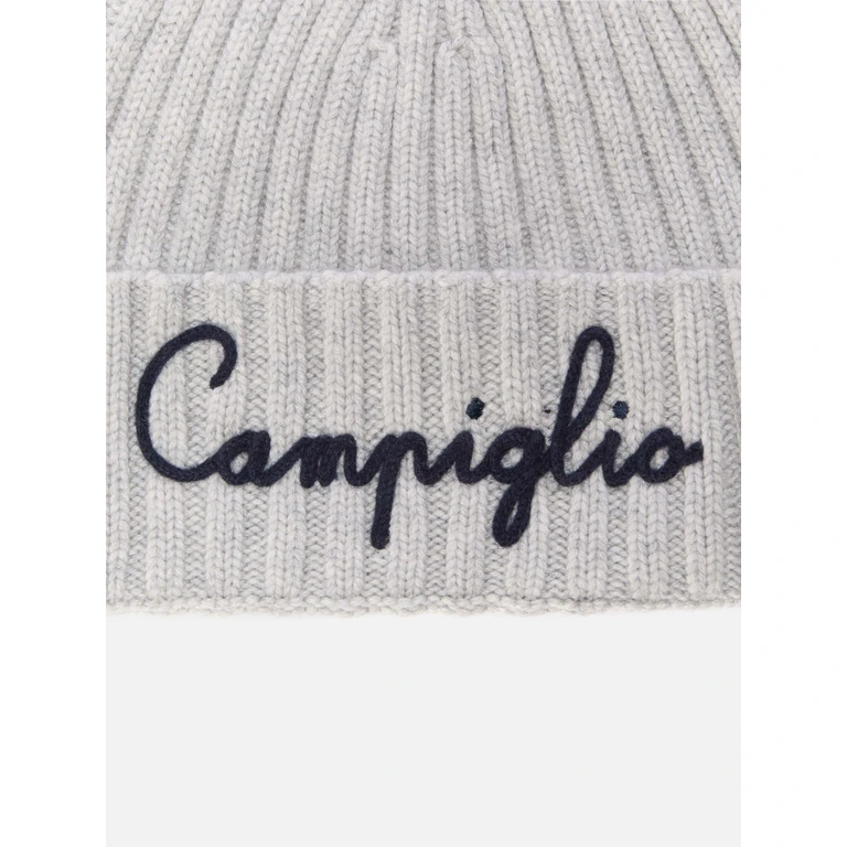 Mc2 Saint Barth Wengen Beanie Cashmere Blend Grey With Campiglio Embroidery Hat - Unisex