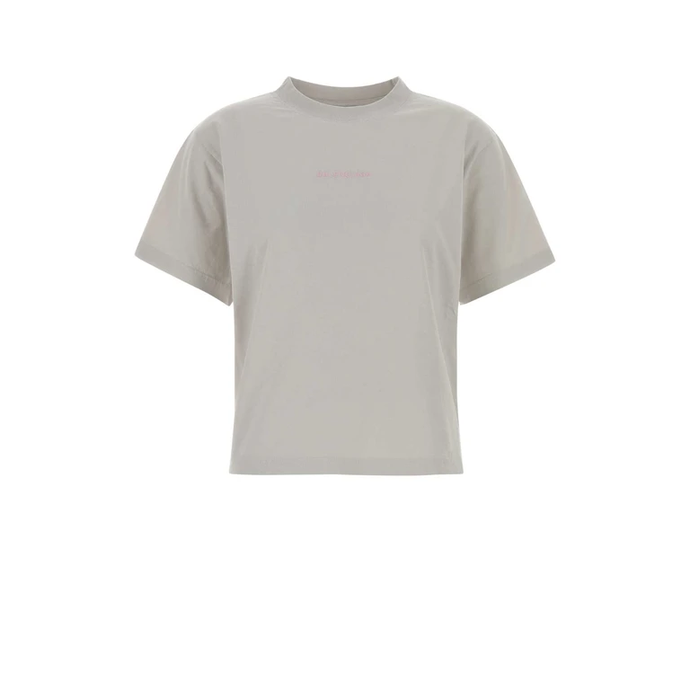Balenciaga Light Grey Cotton T-Shirt Dirty White/bby Pink Exterior - Women