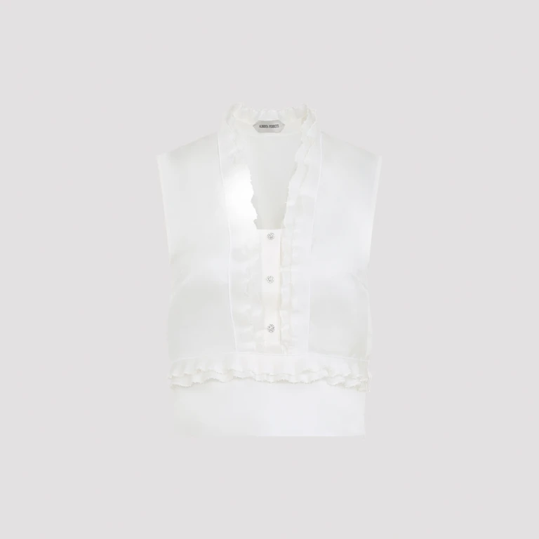 Alberta Ferretti Triple Organza Top White Silk - Women