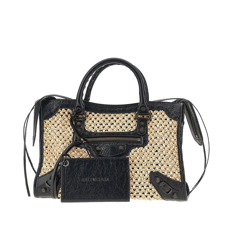 BALENCIAGA Raffia and leather small 'Le City' bag Woman One Size