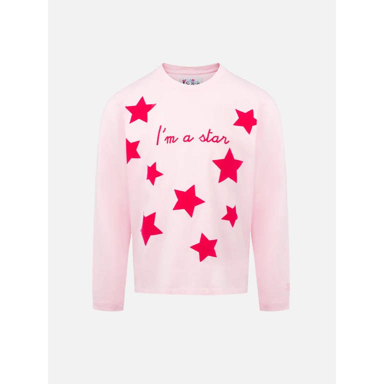 Mc2 Saint Barth Penny Pink T-Shirt With I Am A Star Embroidery