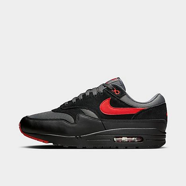 Nike Herren Air Max 1 Freizeitschuhe Black/Iron Grey/University Red