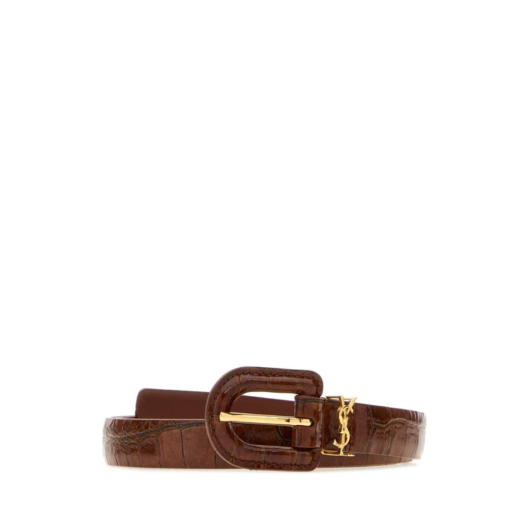 Saint Laurent Brown Leather Belt Vegetalbrown Cinture - Women