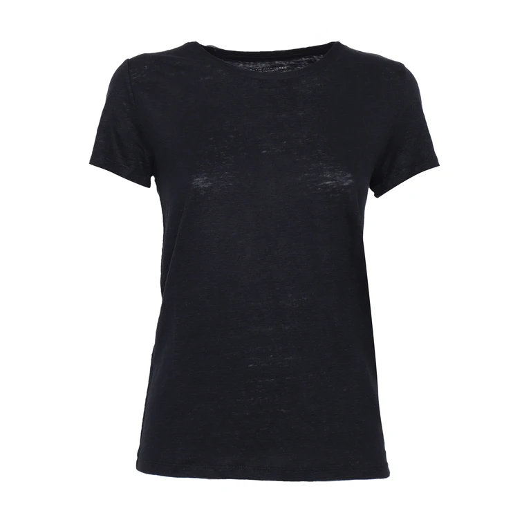 Filatures Du Lion Short sleeve round neck T-shirt Blue Linen Elastane Sleeves - Women