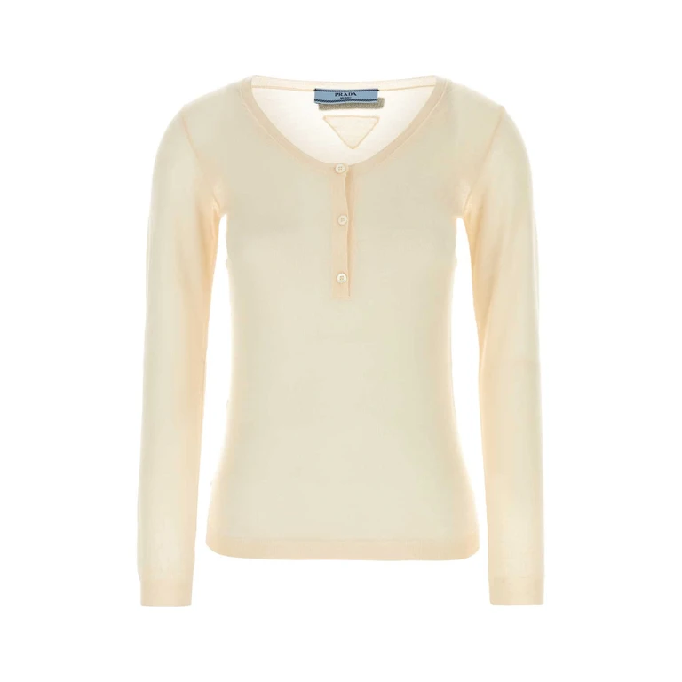 Prada Skin Pink Cashmere Blend Sweater Naturale Exterior: Silk Maglieria - Women